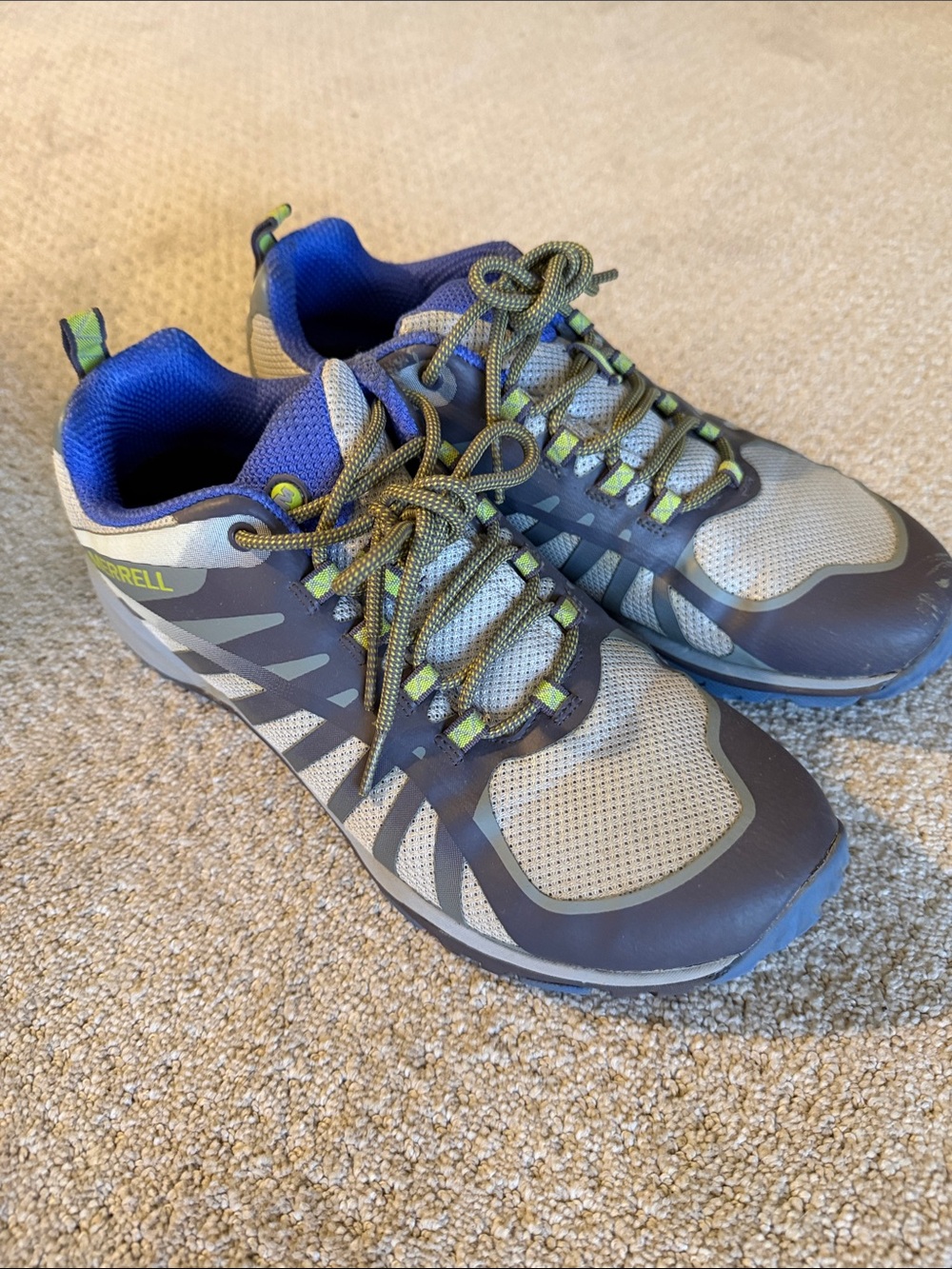 Merrell Men's Gray with Blue and Lime Trail Shoes